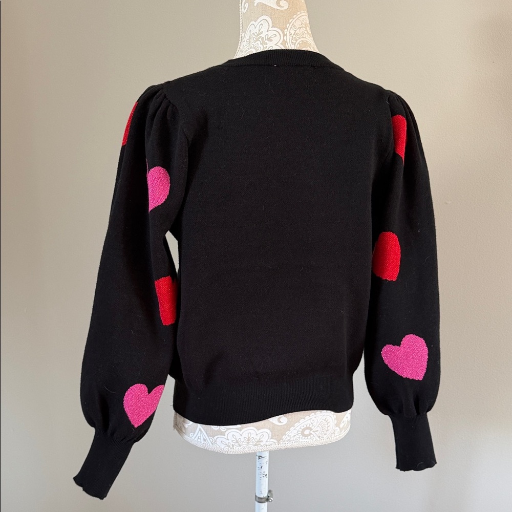 Heart Patterned Black Sweater - Picture 13 of 14